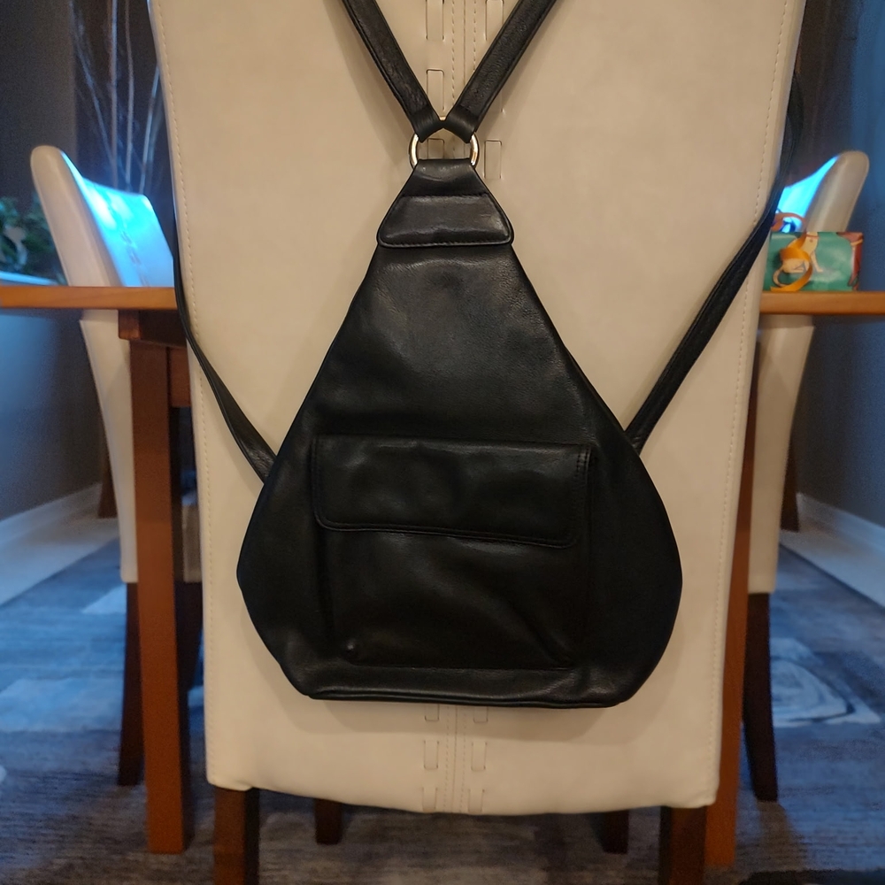 Black Leather Backpack - Picture 2 of 5